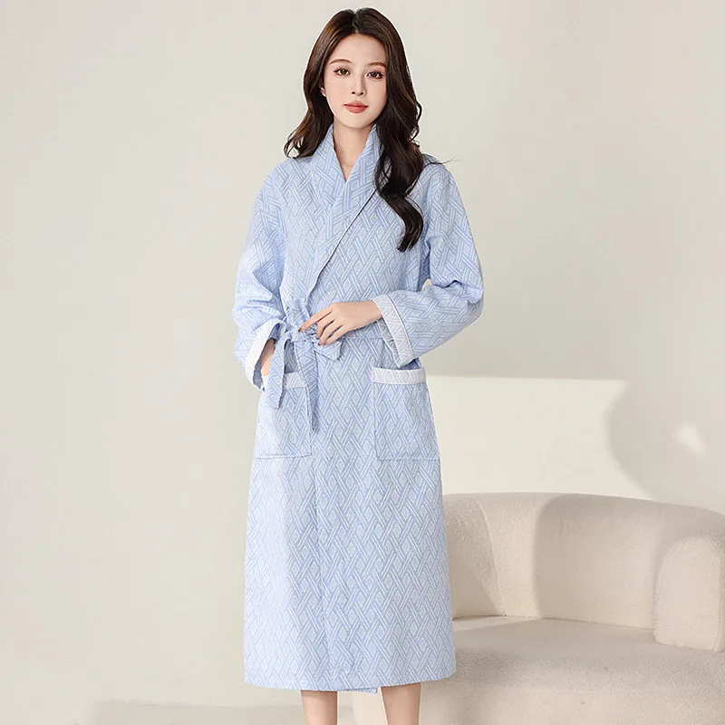 

100% Cotton Women's Pajamas Robe New Fashion Printed Brides Wedding Dresses Autumn Winter Sleepwear Kimono Shower Bathrobe