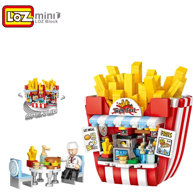 Blocos de construção da série do alimento, partículas pequenas, brinquedos educativos, montados, presente, agradecimento/Natal