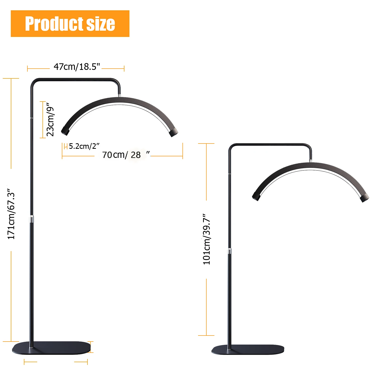 Fosoto LED Half-Moon Shaped Light Led Video Lash Light Floor Stand Beauty Eyelash Tattoo Makeup