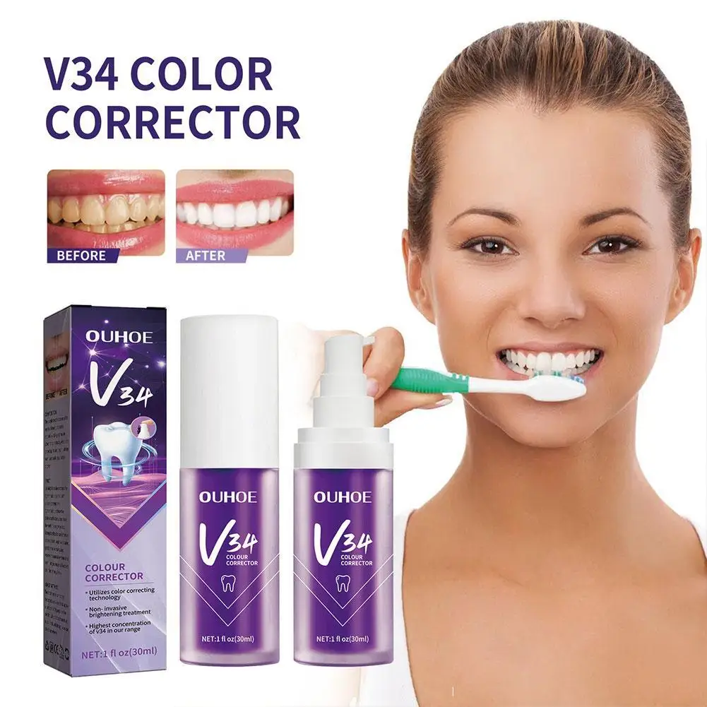 

Tooth Color Corrector Whitening Toothpaste 30ml Teeth Deep Cleaning Brightening Gel Mousse Remove Yellow Stain Gum Oral Care