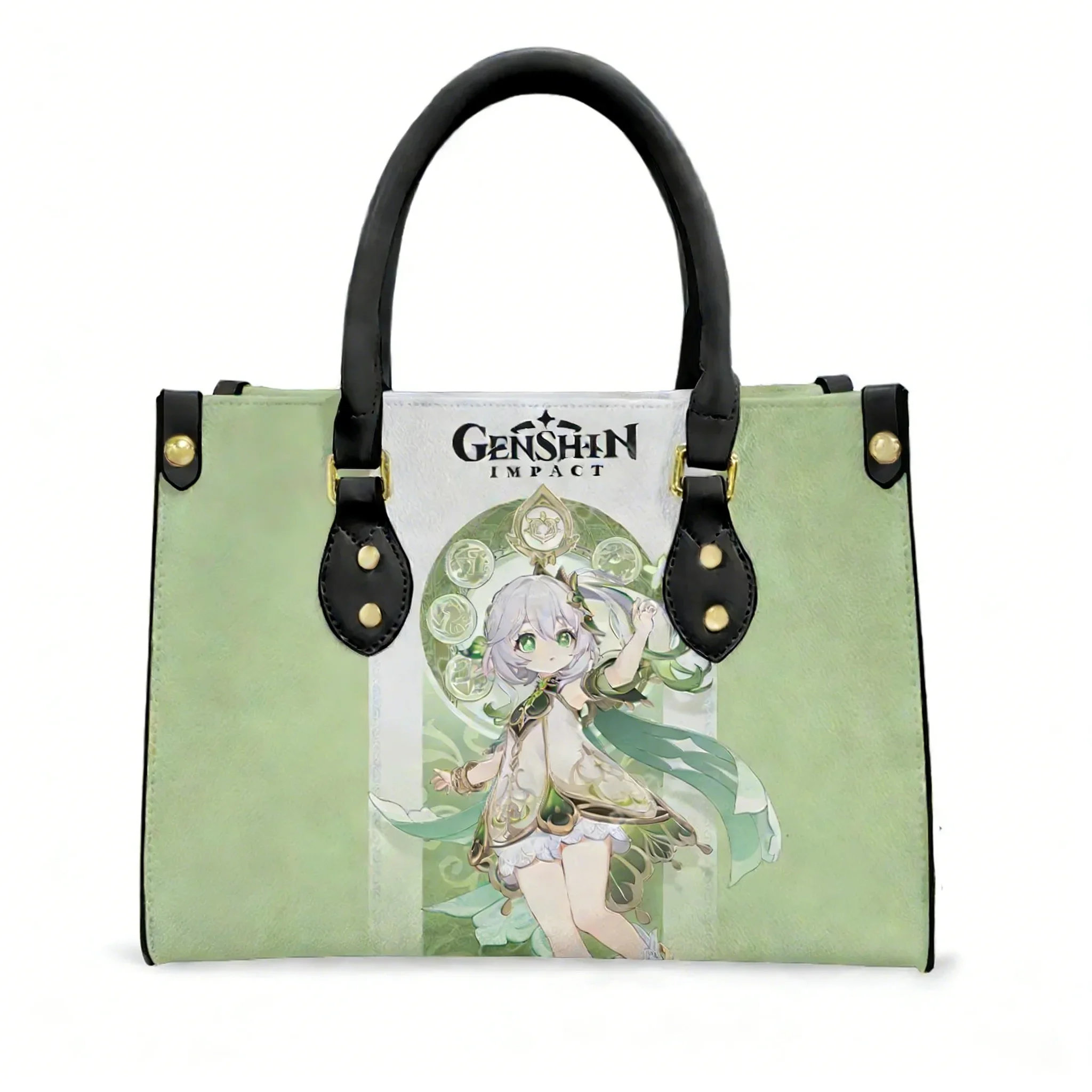 

Сумка-тоут Genshin Nahida, модная женская и мужская сумка из искусственной кожи с индивидуальным текстом и изображением, персонализированная сумка для поездок на работу, шопинга, подарочная сумка
