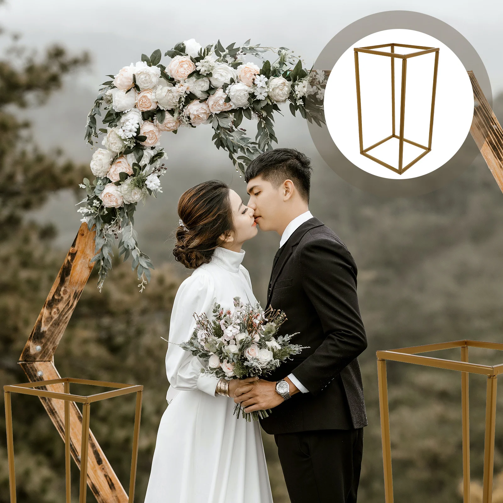 

1Pcs Rectangular Frame Wedding Prop Iron Art Decor Irregular Abstract Shape Creative Flower Arrangement Wedding Stage Decorative