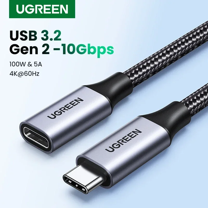 Ugreen USB C Extension Cable male to female Type C To Type C Cable 100W 5A 50cm 1m For Apple mobile phone tablet notebook Switch