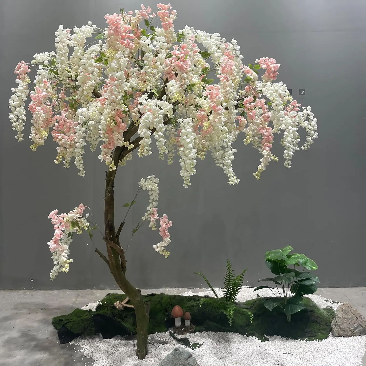 

Artificial Cherry Blossom Trees,Fake Bean Flower Weeping Wishing Tree Simulation Silk Flowers Tree for Party Wedding Decoration
