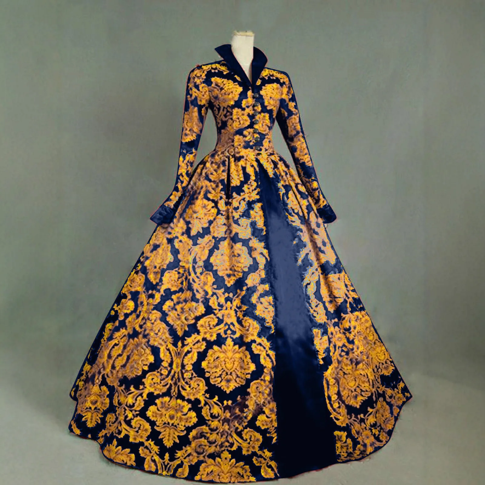 

European and American Large Skirt Elastic Fabric Printed Dress Bohemian Popular Long Skirt Stage Performance Clothing