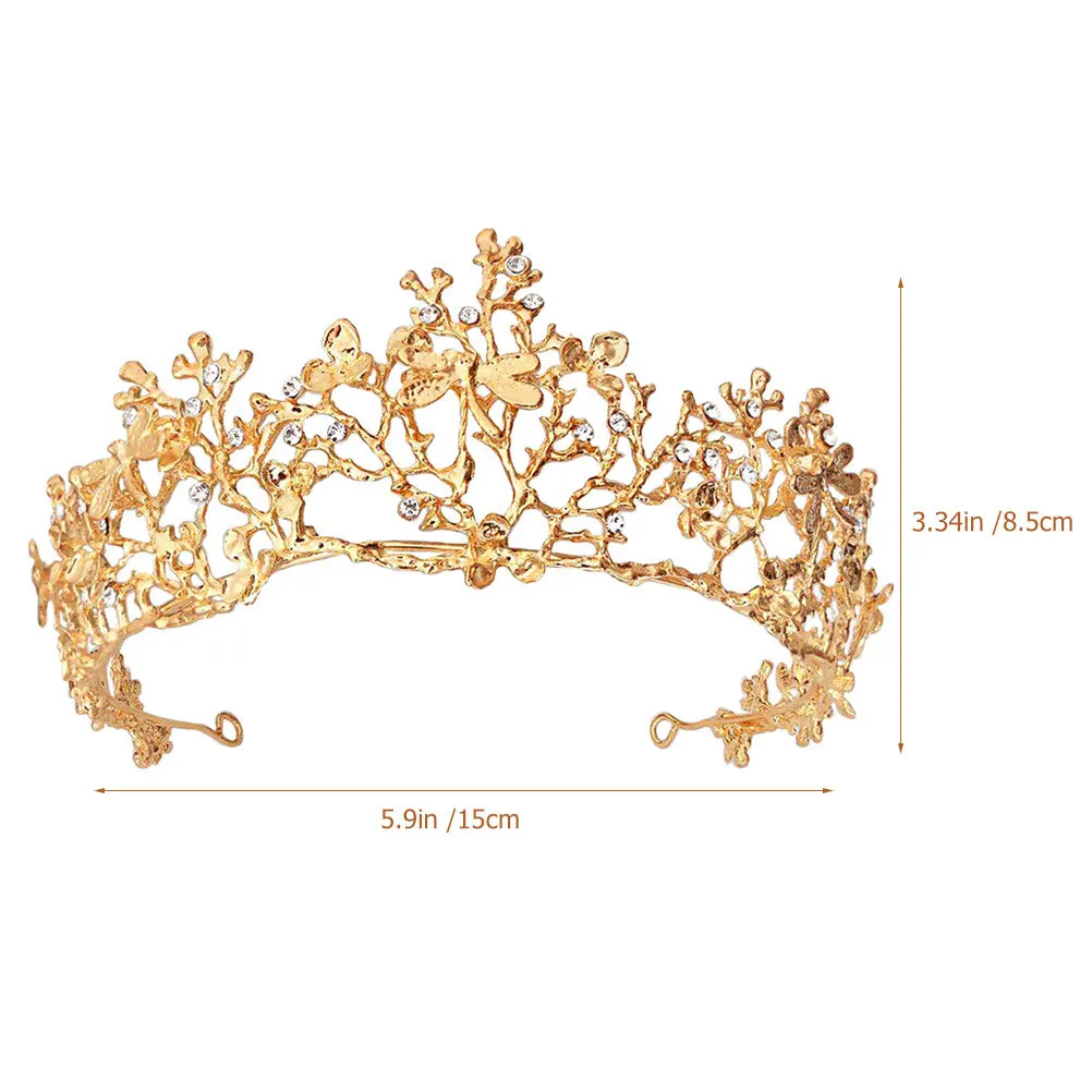 

Golden Dragonfly Tiara Rhinestone Design Retro Style Bridal Tiara Lightweight Wedding Headpiece for Brides