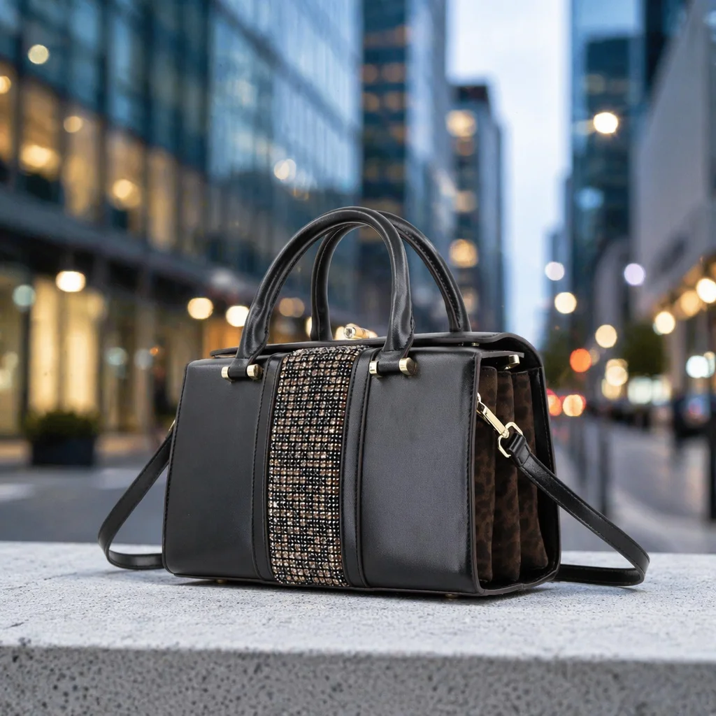 Top Fashion Women Handbag Large Capacity Luxury Ladies Bag Designer Style Checkered Leopard Print Bowling Purse Durable PU