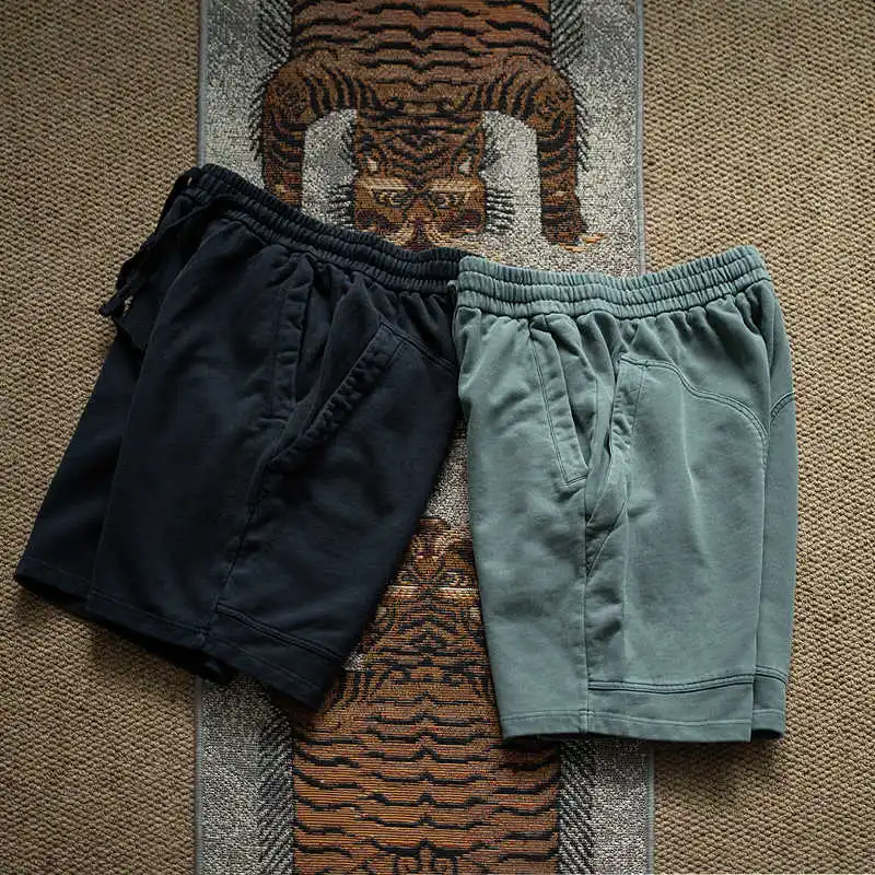 High Quality Washed Multi Pocket Cut Design Loose Knit Shorts with Drawstring Summer Sweatpants for Men and Women