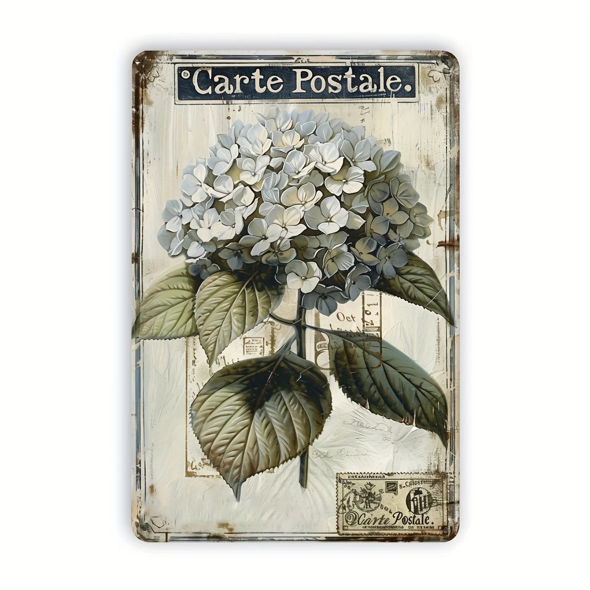 A Rustic Vintage Hydrangea Iron Sign, Medium Size, Waterproof And Rust-Resistant, Easy to Clean, Wall-Mounted with Pre-Drilled H