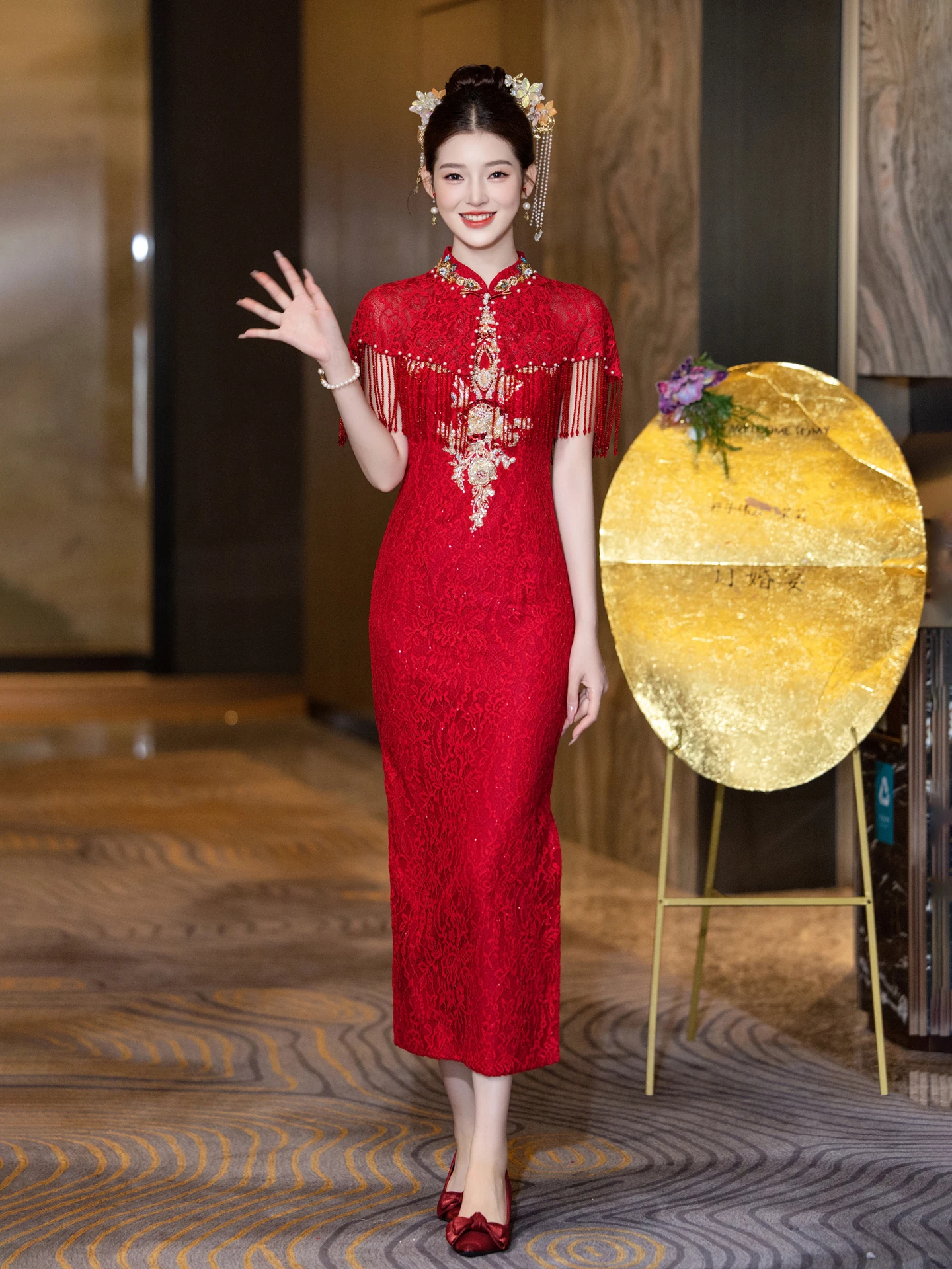 

Новое китайское свадебное платье 2025 года, новинка, с коротким рукавом, длинная юбка, женский традиционный церемониальный халат