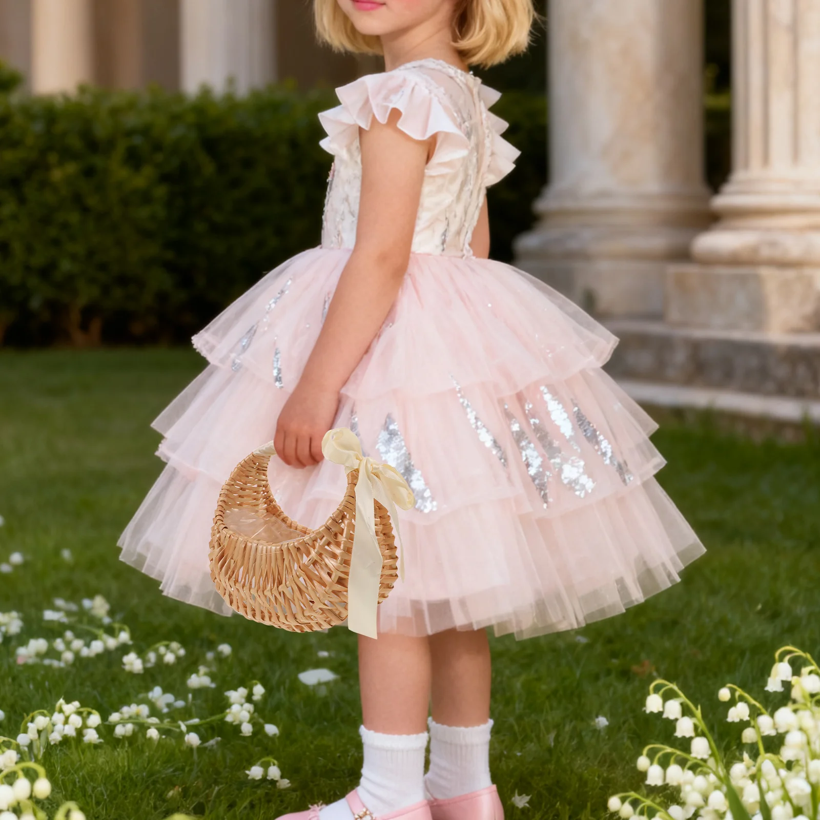 

Flower Handwoven Wicker Petal Tossing Vintage Portable Wedding Ceremony Decorative Container Bridal Party Flower Basket -