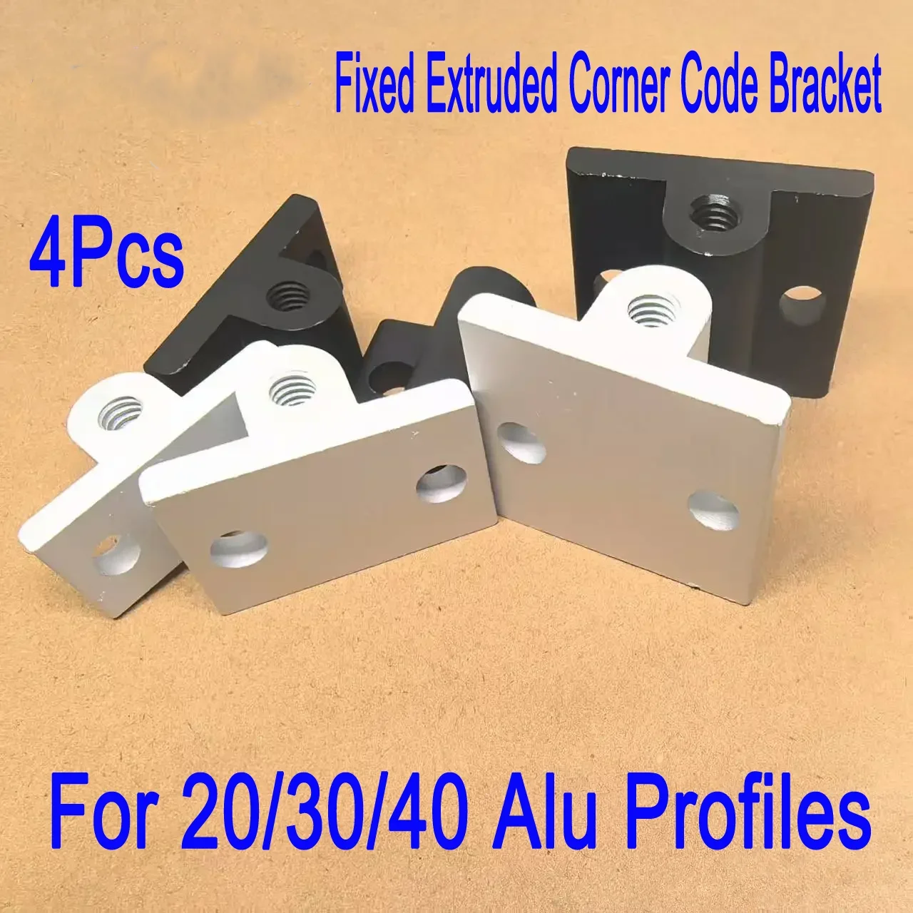 

4Pcs Aluminum Profile Plate Holder Foot Pad Caster Wheel Connector Fixed Extruded Corner Code Bracket for 20/30/40 Alu Profiles