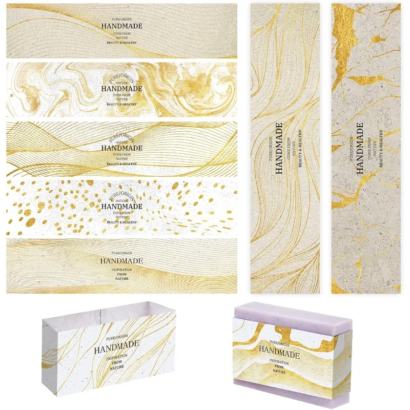 90pcs Soap Wrappers 9 Styles Soap Packaging Paper Wave Soap Wrap Paper Tape Vertical Soap Paper Tag Soap Sleeves Covers