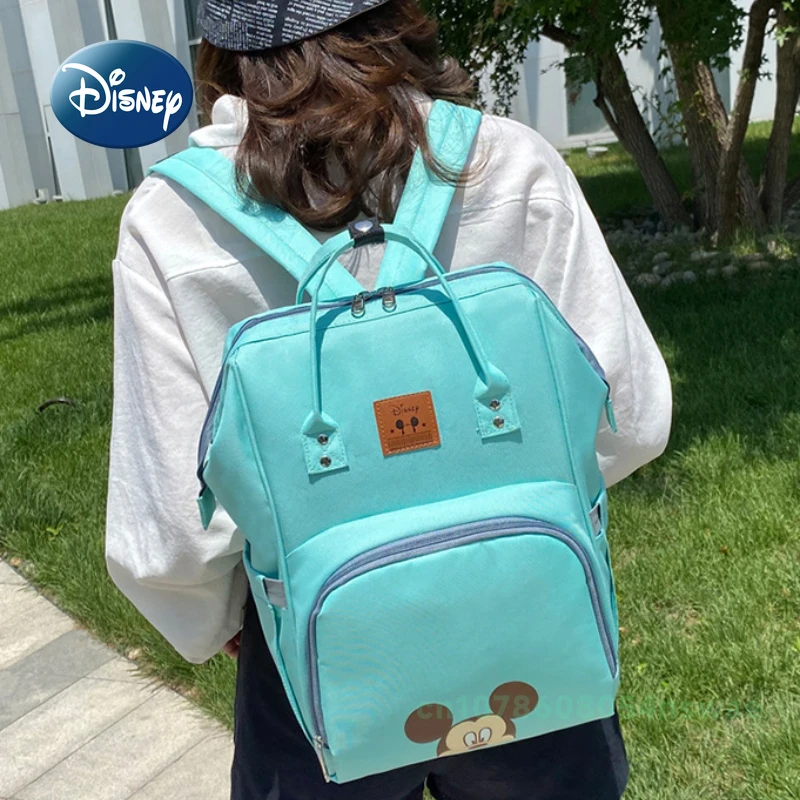 Nueva bolsa de pañales de Disney, mochila de marca de lujo, bolso de moda para bebé, bolsa de pañales para bebé bonita de dibujos animados, gran