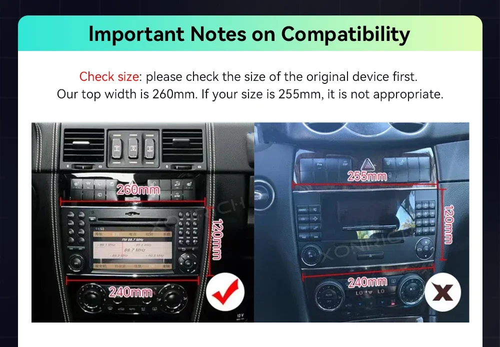 Kabelloses Carplay Android 14 Autoradio für Mercedes Benz C-Klasse W203 W209 W219 C180 2004-2011 4G Wifi GPS Multimedia – Detail 2