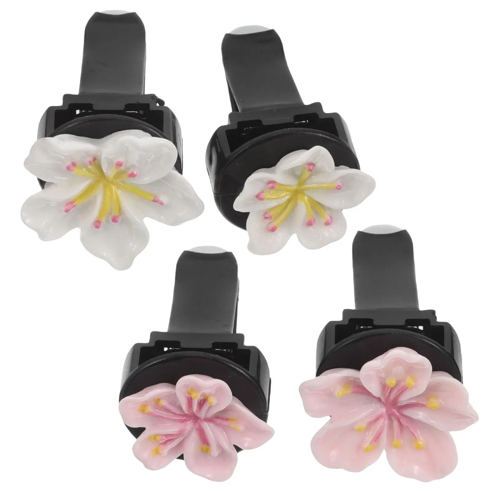 

4 Pcs Aromatherapy Clip 3D Design Longlasting Fragrance Car Vent Decorations Plastic Flower Accessories Car Diffuser Vent Clip
