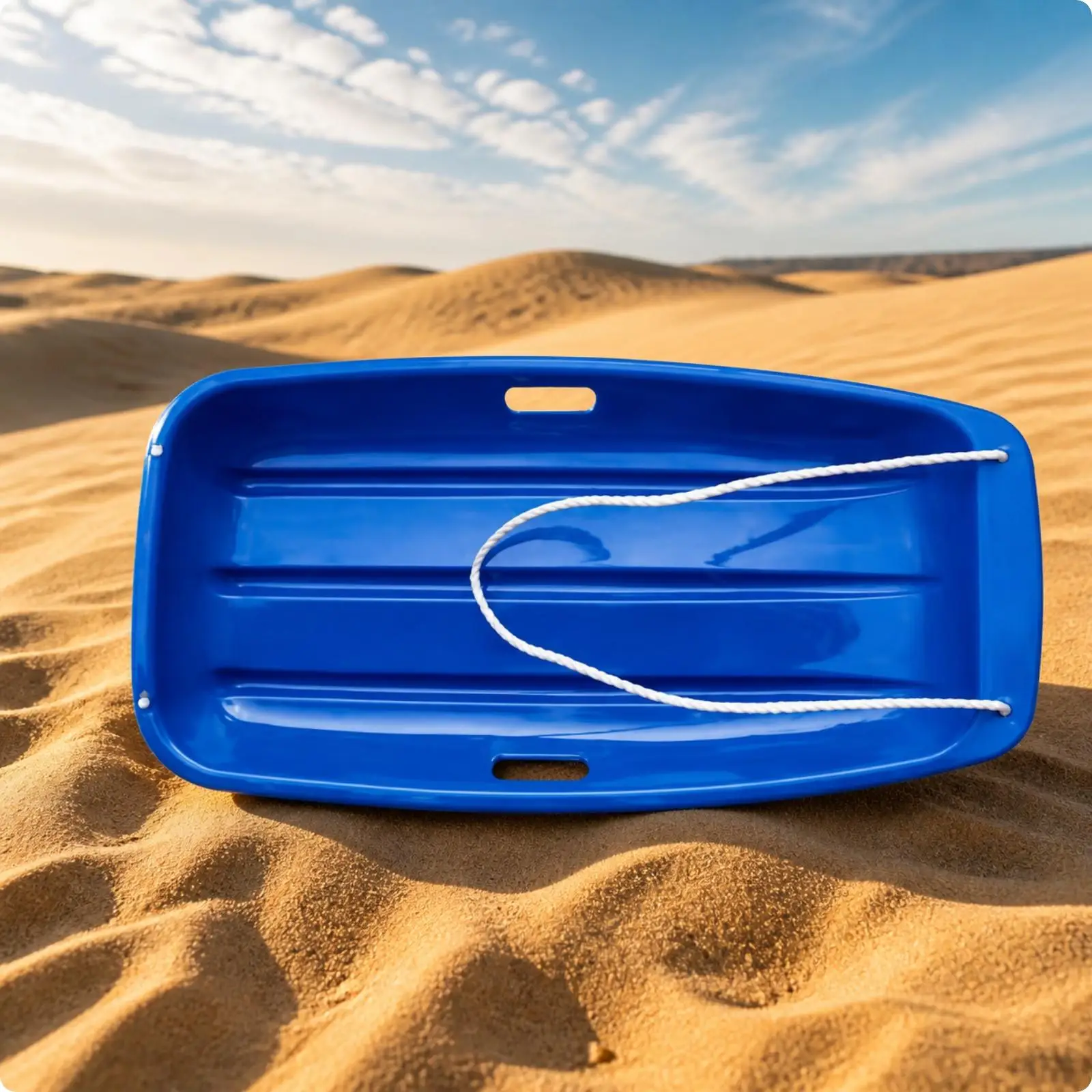 Plastic Sled with Rope Handle Reinforced Plastic Toboggan Portable for Children