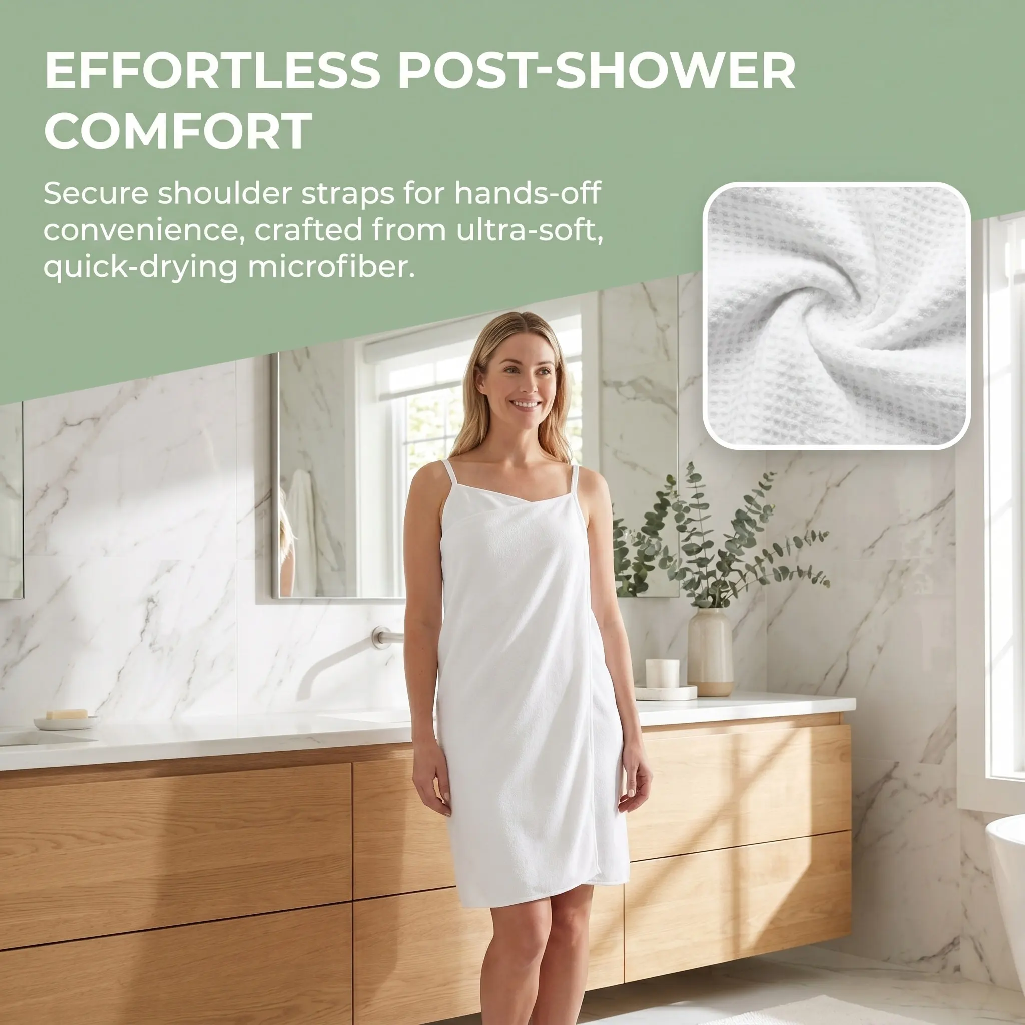Adult Women Microfiber Wearable White Shoulder-Straps Bath Towel Bath Dress Bathrobe Shower Wrap Spa Wraps Bathrobe for Women