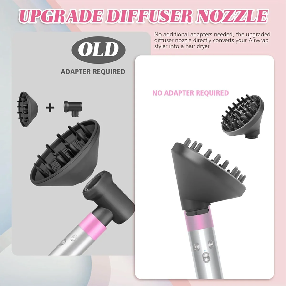 Diffuser Nozzle Curling Iron Converting for Dyson Airwrap HS05 HS03 HS01 Styler Hair Dryer Diffuser Nozzle Attachment B