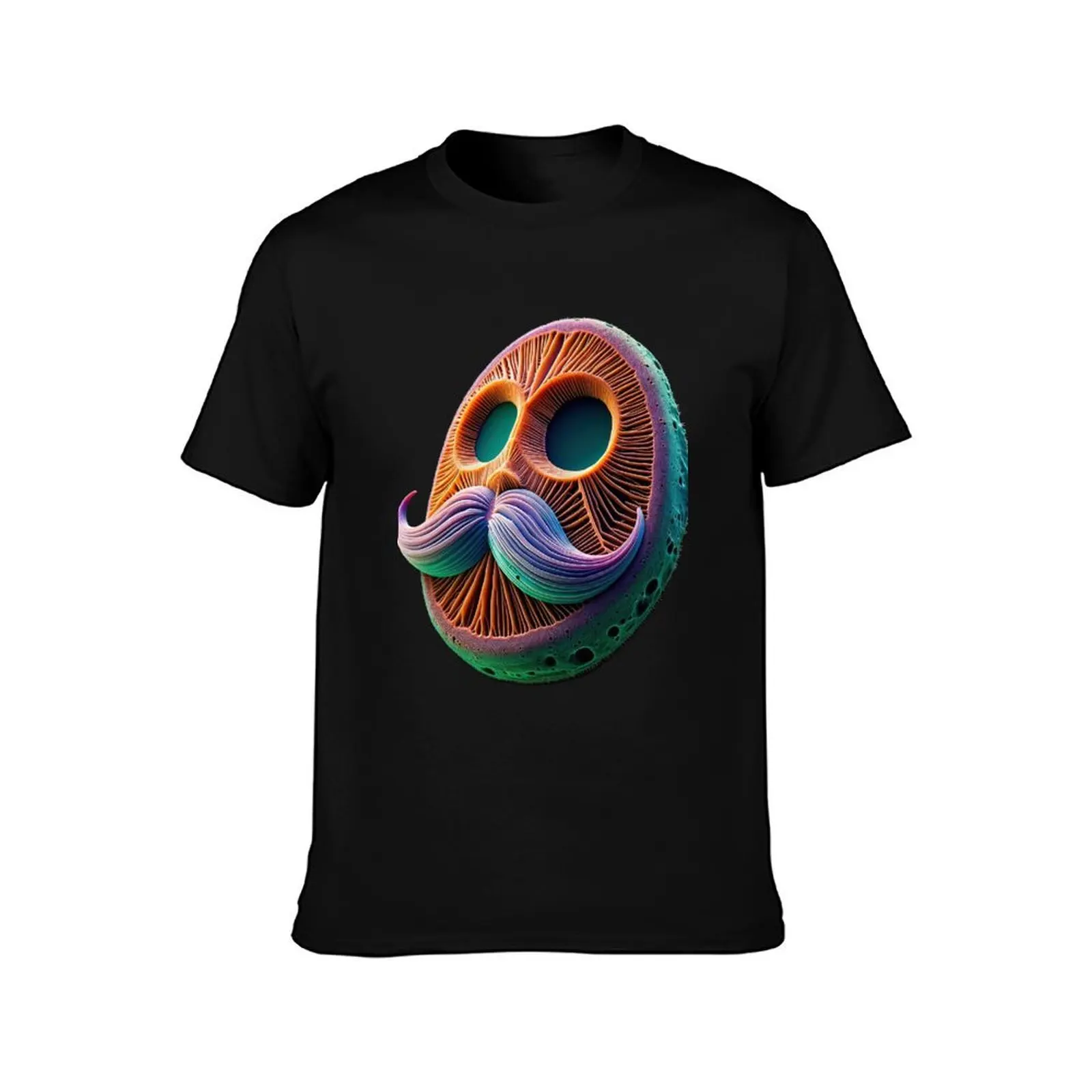 Real Mustachio T-Shirt, Summer Casual Cotton Tee, Oversized Streetwear Tops, Vintage Graphic Print, Loose Fit Short Sleeve