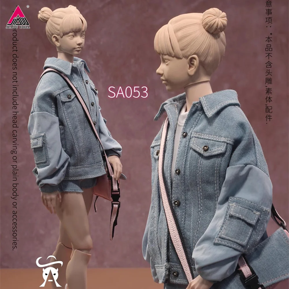 SA Toys SA053 1/6 Summer Denim Set Jacket Shorts T-Shirt Socks Bag Clothes Model Fit 12'' Female Soldier Action Figure Body Doll