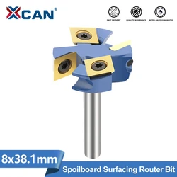 XCAN 8mm Shank CNC Spoilboard Surfacing Route Bit Carbide Insert Wood Slab Flattening Planer Bit Woodworking Milling Cutter