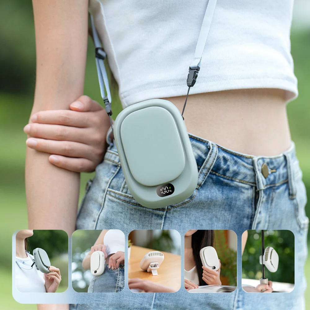 Hands Free Neck Fan Portable Waist Clip Cooling Blower Bladeless Digital Display USB Rechargeable For Vissko Summer Gear