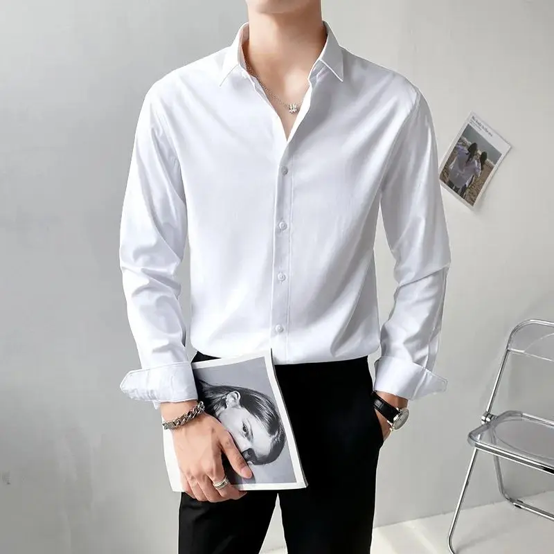 

Men's Tailormade Slim Fit Casual Faion irts Cus Made Suits Double Slit Wide Sle Thi Seven Sve Youth Trend