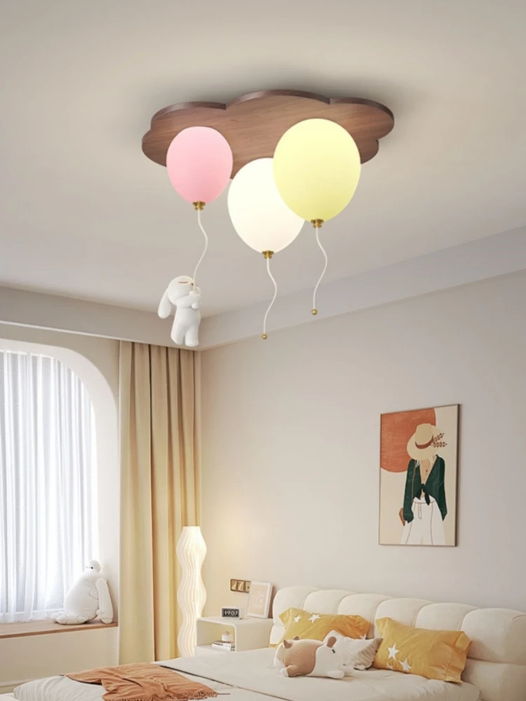 Modern Balloon Led Ceiling Lights Wooden For Children's Room Decoration Baby's Boy Girl Bedroom