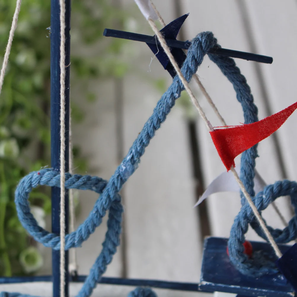 

Home Decor Wooden Carved Ship Ornaments Beach Nautical Toy Decorative Sailboat Model Blue Seaside