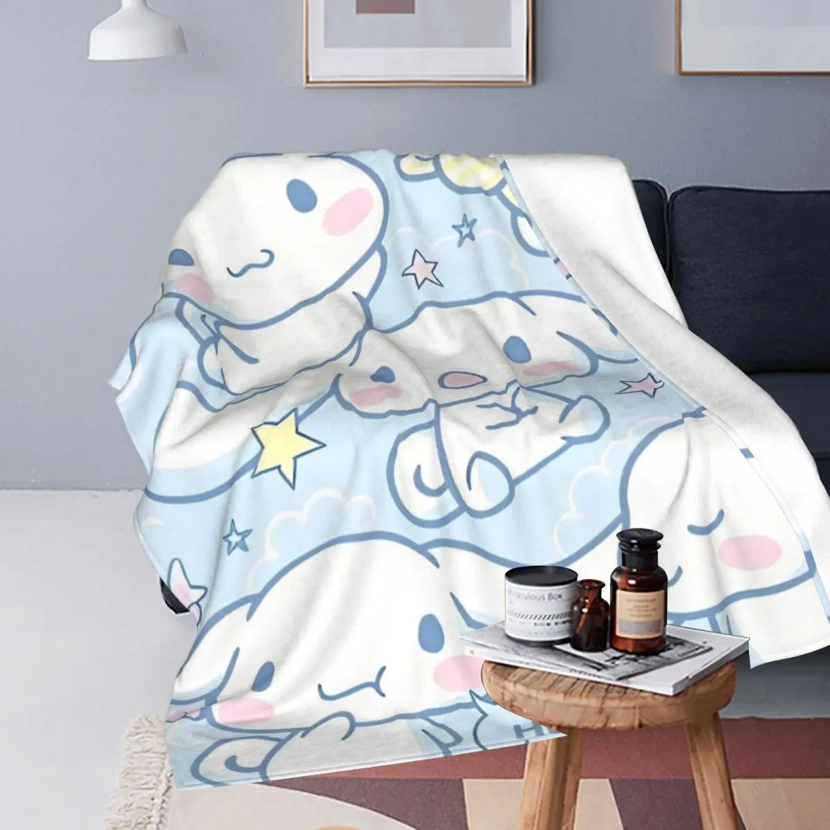 Sanrio Cinnamoroll Cute Cartoon Blankets Fleece Textile Decor Multi-function Super Soft Throw Blanket for Home Car Rug Piece