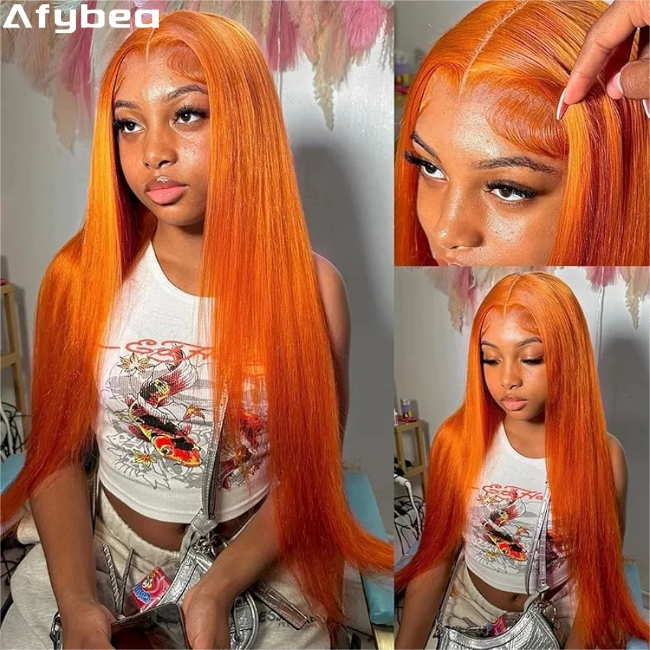 الزنجبيل باروكة من شعر طبيعي ملون مستقيم 13X6 Hd الدانتيل الباروكة الأمامية 100% الباروكات البرازيلي الأصلي 30 بوصة الدانتيل الجبهة الباروكات 250 الكثافة