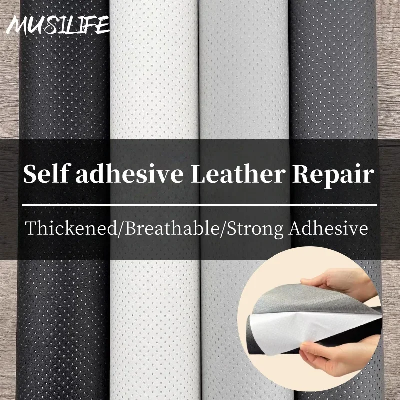 

Thicking Breathable Self-Adhesive Leather Repair for Car Seat Waterproof PU Leather Sticker for DIY Car Interior Refurbishing