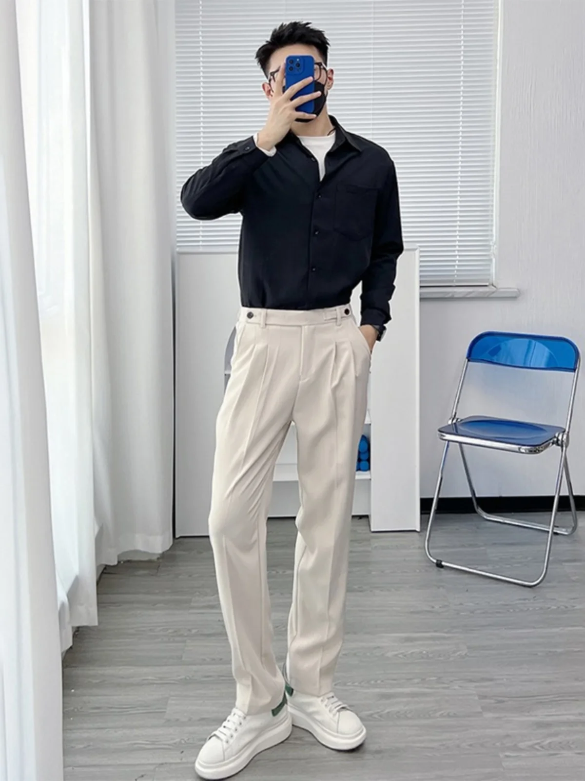 

Повседневные мужские брюки свободного прямого кроя в британском стиле, весенне-осенние, модные, длинные, легкие, класса люкс, молодежные, популярные