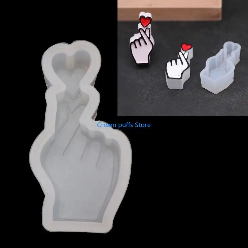 50LE Love Heart Hand Posture Mould Epoxy Resin Silicone Mold Soap Cake Jewelry Making