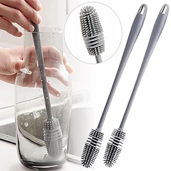 1/2Pcs Silicone Cup Brush Milk Bottle Scrubber Glass Cleaner Long Handle Drink Bottle Clean Brush Kitchen Cleaning Tool