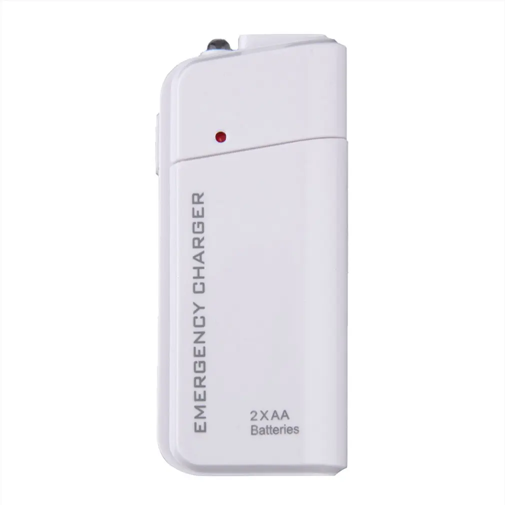 Universal Portable USB Emergency 2 AA Battery Extender Charger Power Bank Supply Box For iPhone Mobile Phone MP3 MP4 White