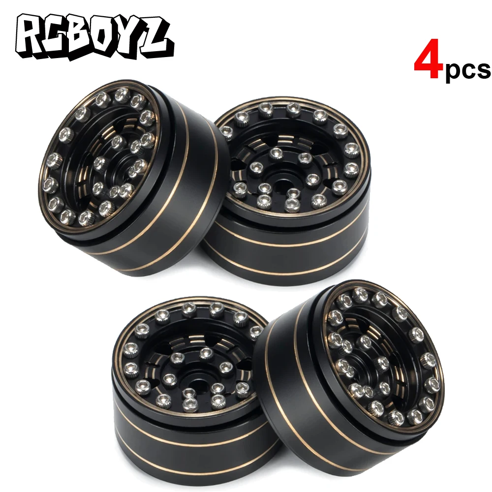 

1.0in Brass Beadlock Wheel Rims for 1/18 TRX4M RC Crawler Car Bronco Defender Beadlock Wheel for 1/24 SCX24 Upgrade Accessories