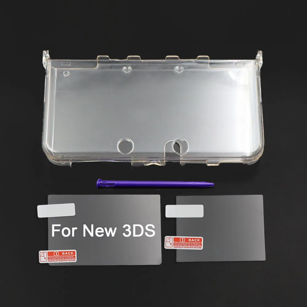 Transparente, geteilte Schutzhülle für den neuen 3DS, transparente Hartschale + Displayschutzfolie + Stylus-Stift
