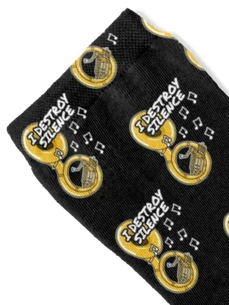 I Destroy Silence Sousaphone Player Brass Musician Socks christmass gift retro Boy Socks Women's