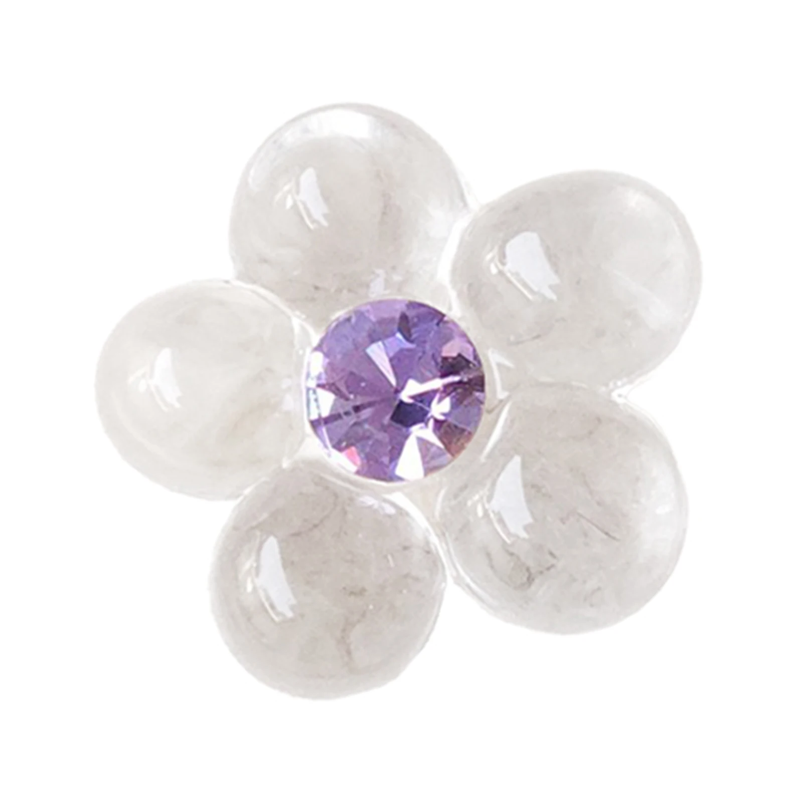 Lot de 5 fleurs en acrylique transparent avec strass en cristal, accessoires DIY pour la décoration de cheveux, coques de téléphone et artisanat