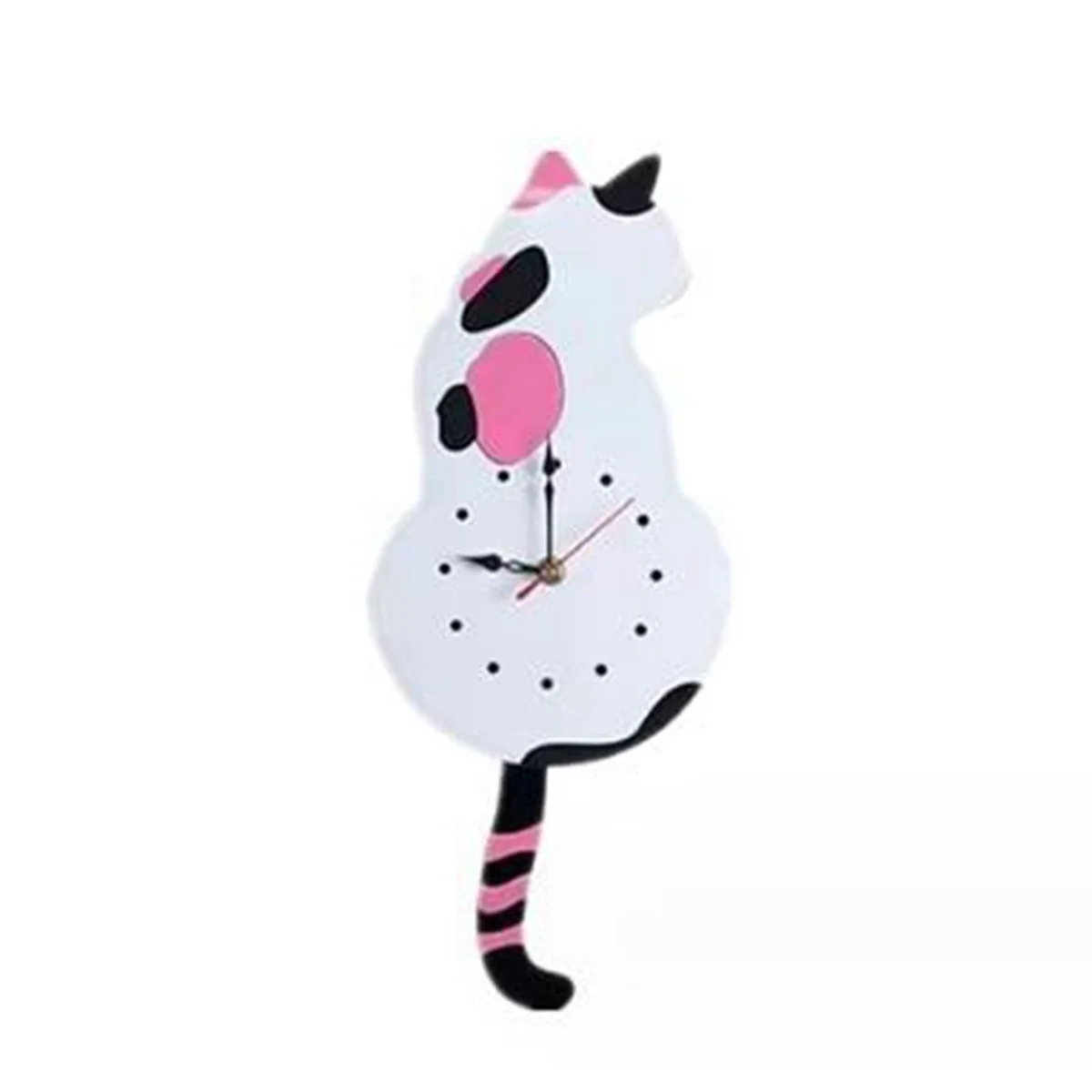 Trending Now White-Cat Pendulum Wall Clock,Cat Clock,Cat Clock with Moving Tail,Cat Swinging,Whimsical Funny Wall Clocks