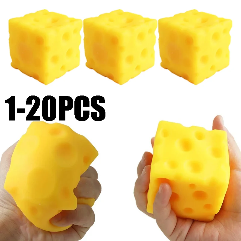 Juguete Sensorial de Queso Blando, Cubo Antiestrés Rebotante para Aliviar el Estrés, Relajación, Entrenamiento de Concentración, Juguete de Goma Divertido