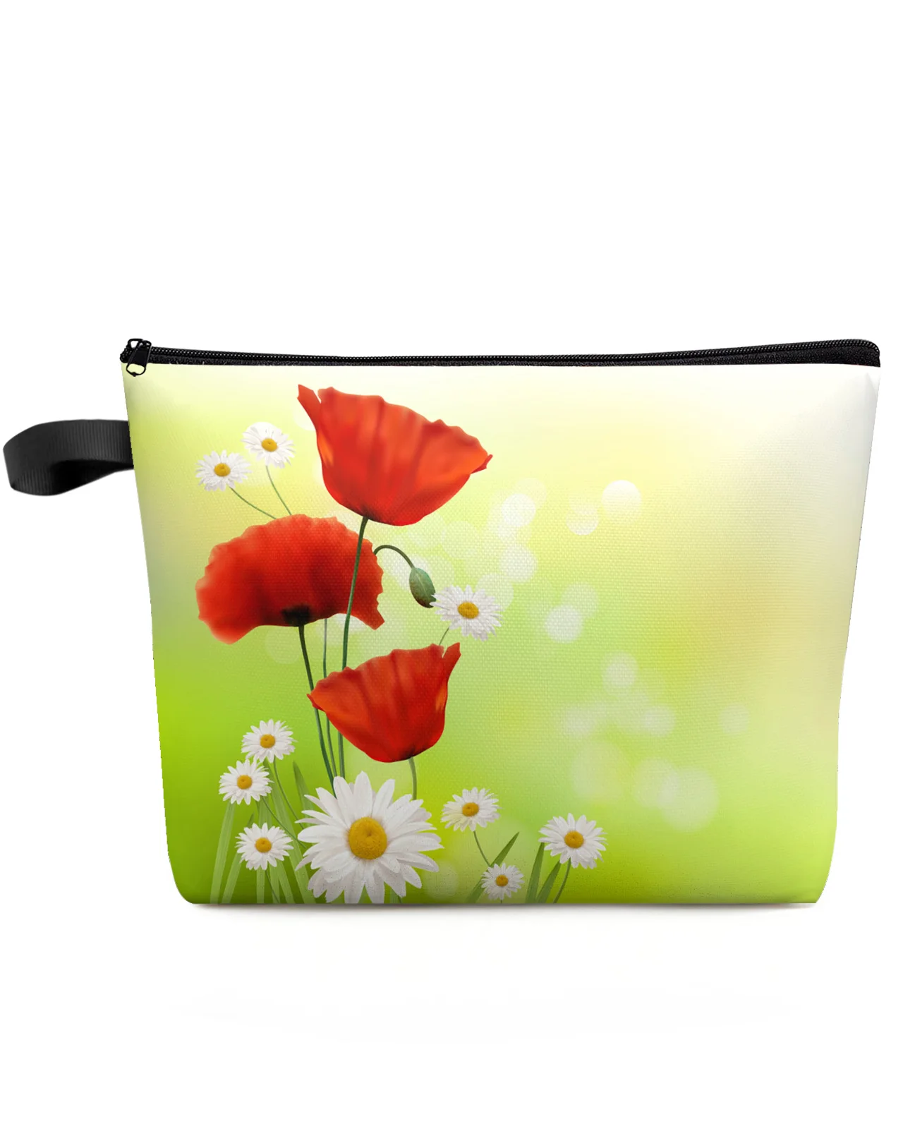 Poppy Flower Daisy Large Capacity Travel Cosmetic Bag Portable Makeup Storage Pouch Women Waterproof Multifunctional Pencil Case