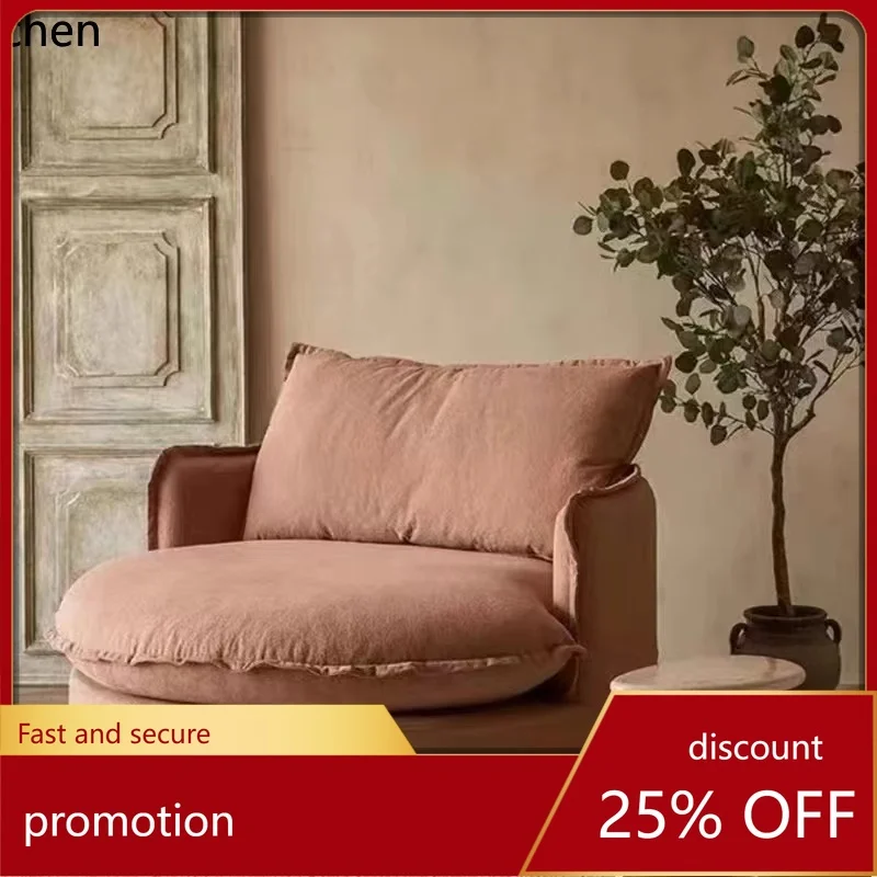 CZ Sofa Chair Cotton and Linen Fully Removable and Washable Round Single Seat Bedroom Sofa