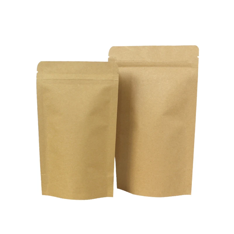 50pcs - White Kraft Paper Stand Up Packaging Bag Aluminum Foil Inlay Coffee Bean Tea Powder Food Party Gift Bags