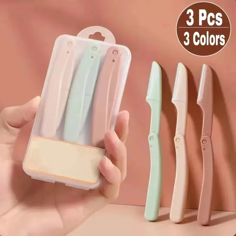 3pcs Pocketknife Eyebrow profiler Hair Remover Eyebrow Shaper Shaver facial epilators Eyebrow Trimmer for Ladies Face for women