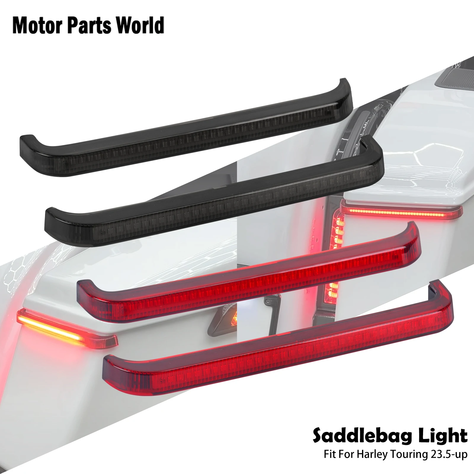 

Motorcycle LED Saddlebag Turn Signal Light Run Brake Lamp For Harley Touring Road King Street Electra Glide 2023.5-Up