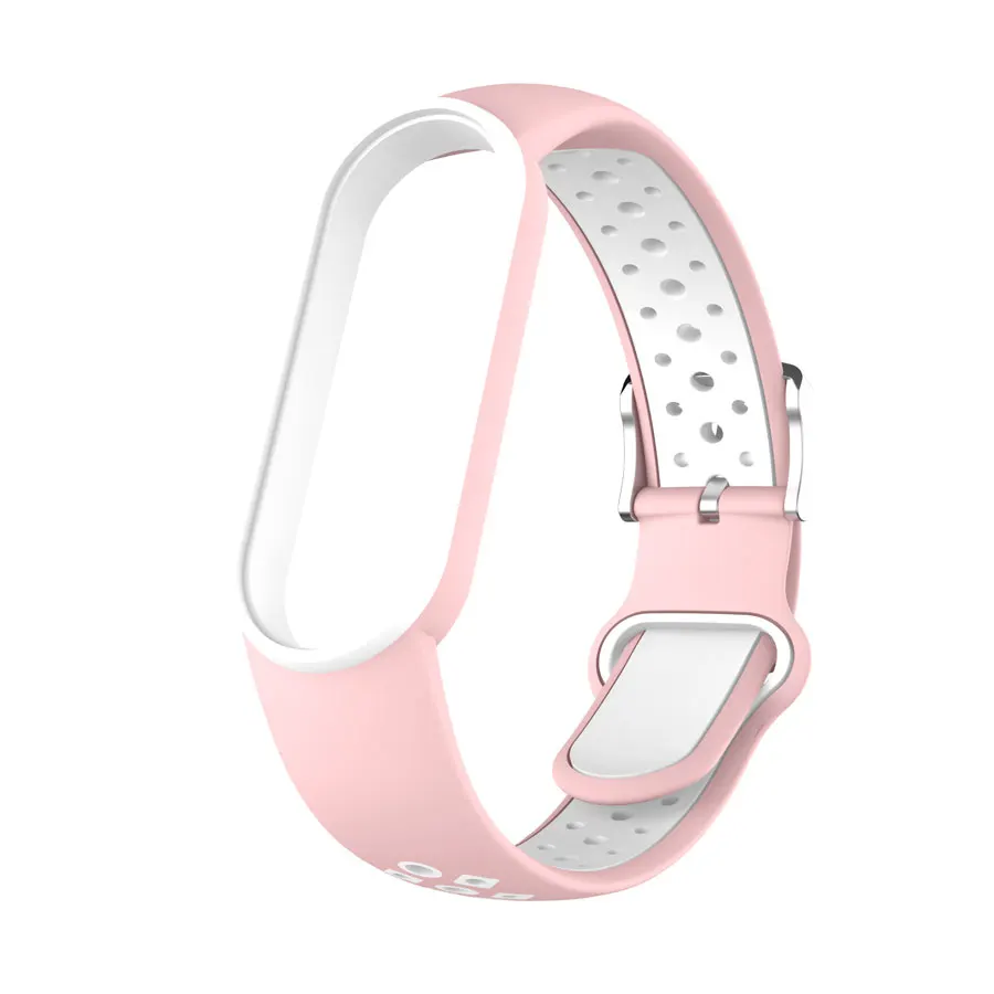 Belt for Xiaomi Mi Band 5 6 7 Two-color Silicone Bracelet Sport Breathable Strap for Miband 5 6 Miband 7 Replacement Wristband