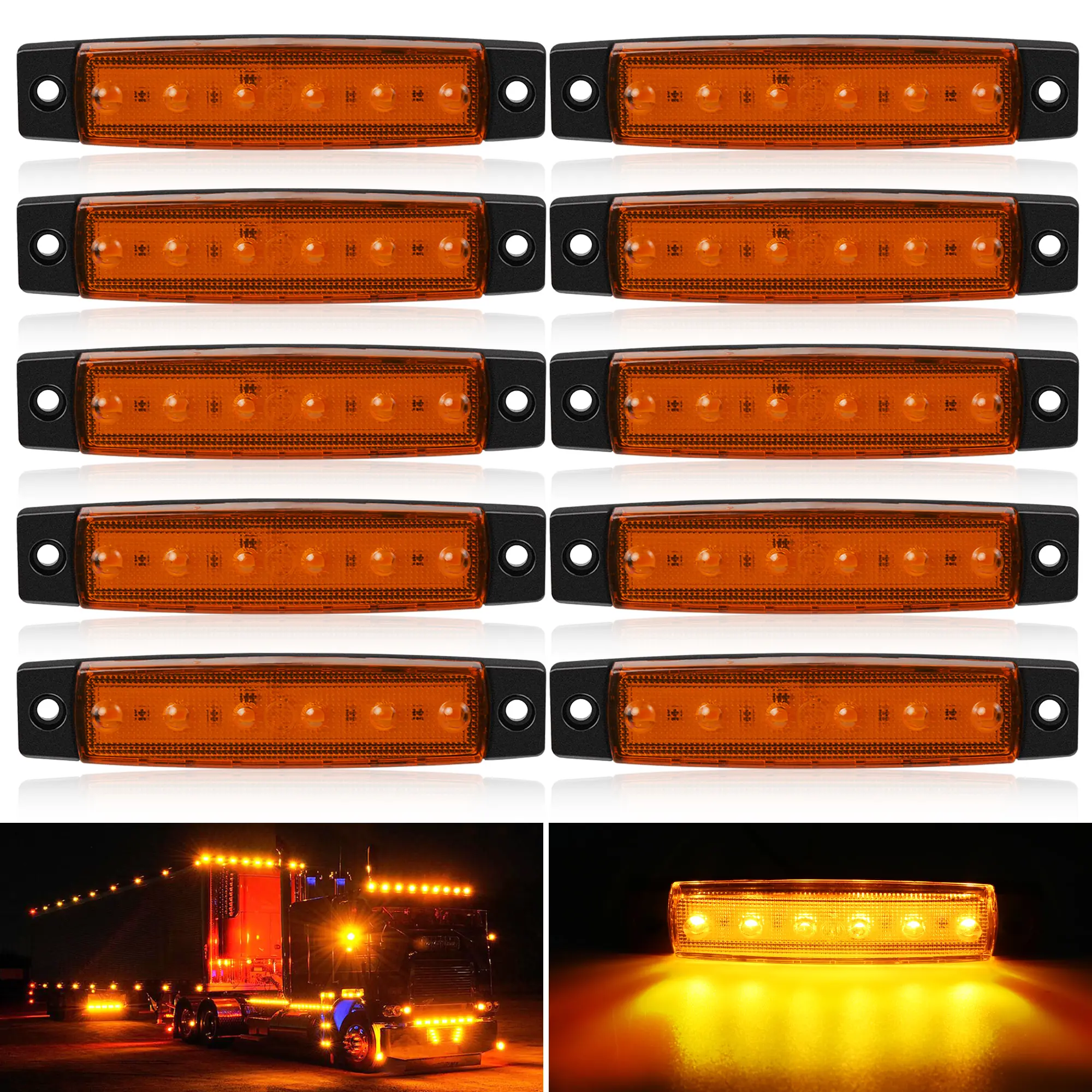 10PCS 12V-24V Led Side Marker Indicator Car Lights Front Rear for Trucks Cab RV Trailer  Amber/Red/White/Green/Blue